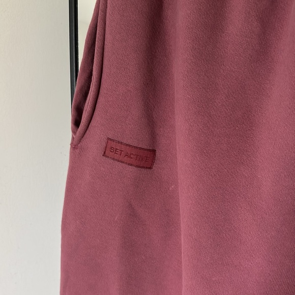 SET ACTIVE WOMENS MAROON SWEATPANTS JOGGERS SIZE MEDIUM 100% COTTON LOUNGE COZY - Picture 3 of 5